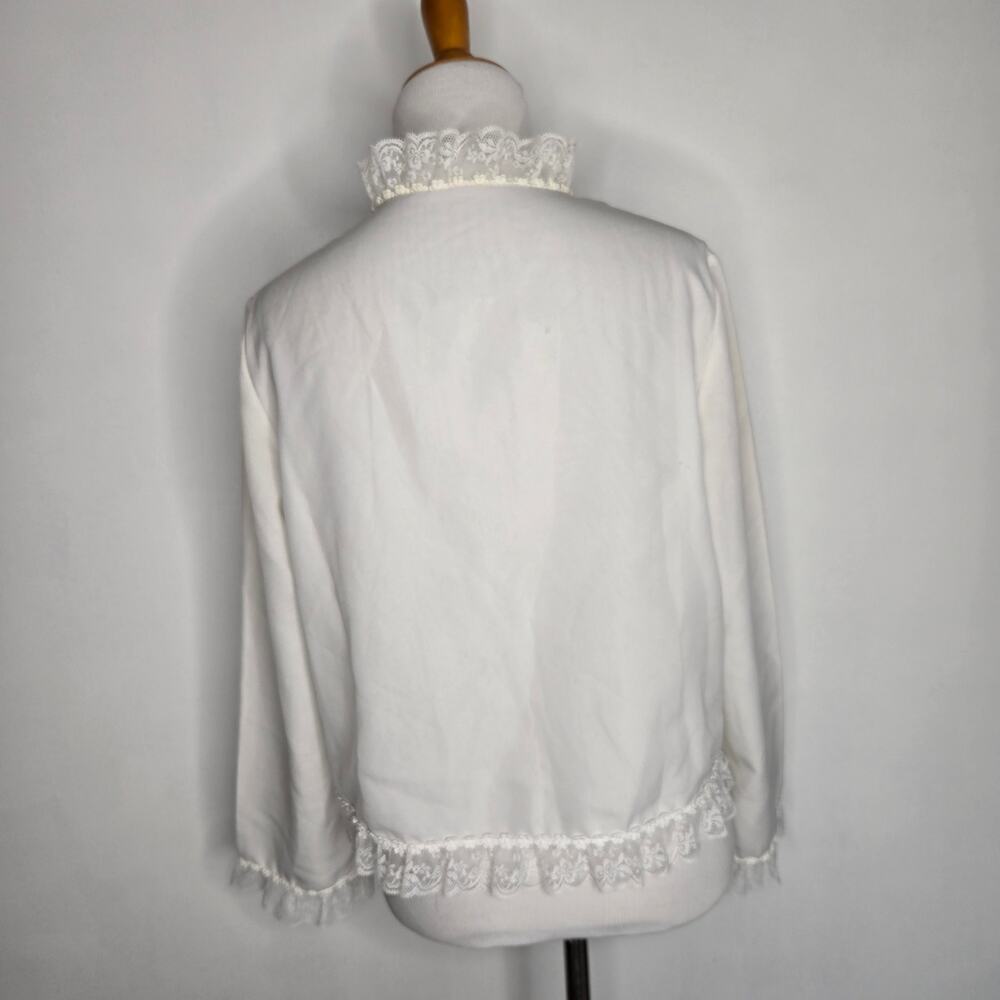 Vintage Edwardian Style Blouse Women Lace Dainty Feminine White Medium - Picture 3 of 14